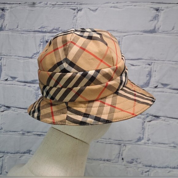 Vintage Burberry Women\'s Hat Nova Check Bucket Hat 60s 50s Size Medium 7\